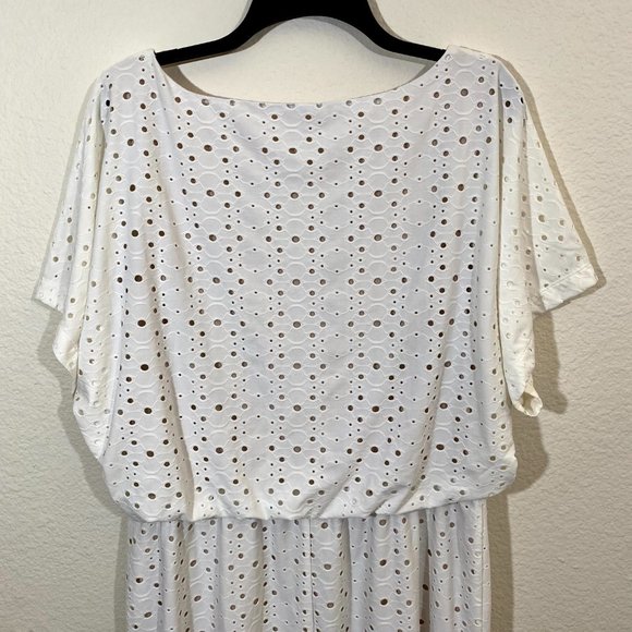 New York & Company sz:L White Tan Perforated Dress - Picture 6 of 11